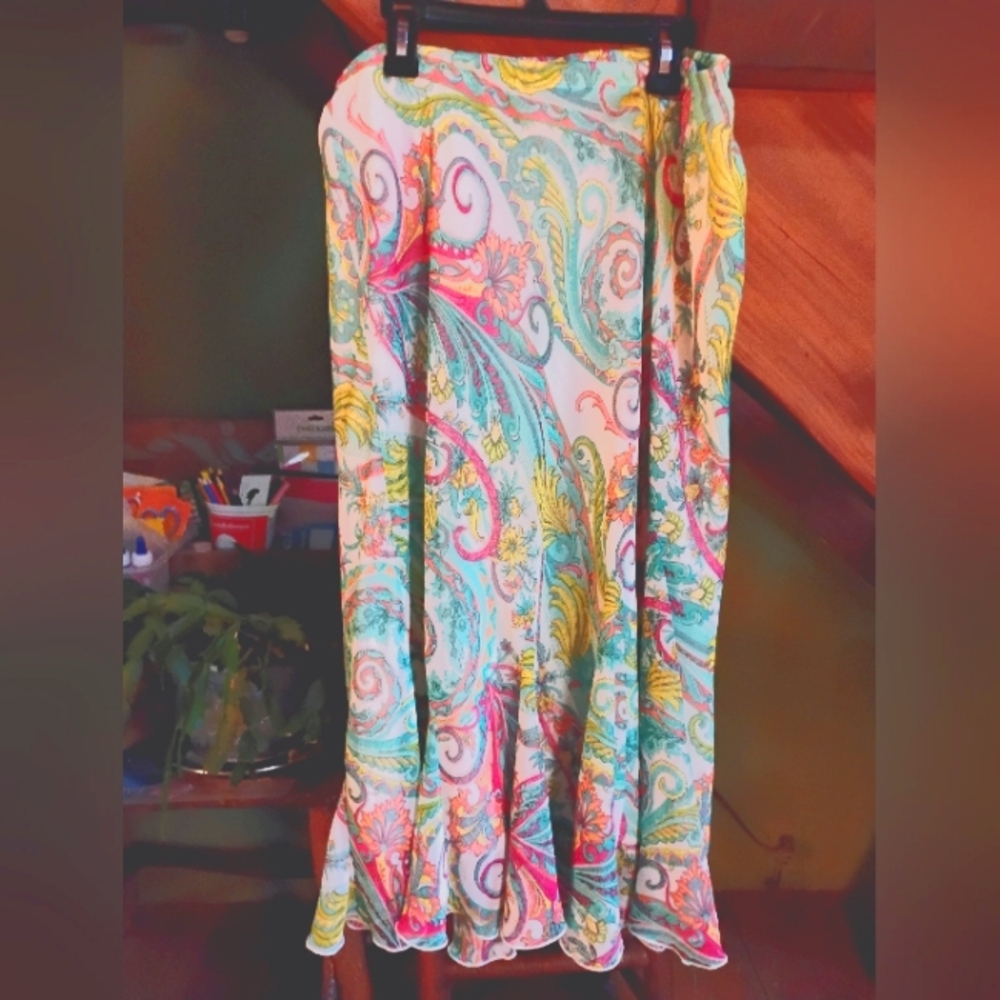 Kim Rogers Midi Print Skirt  Size L